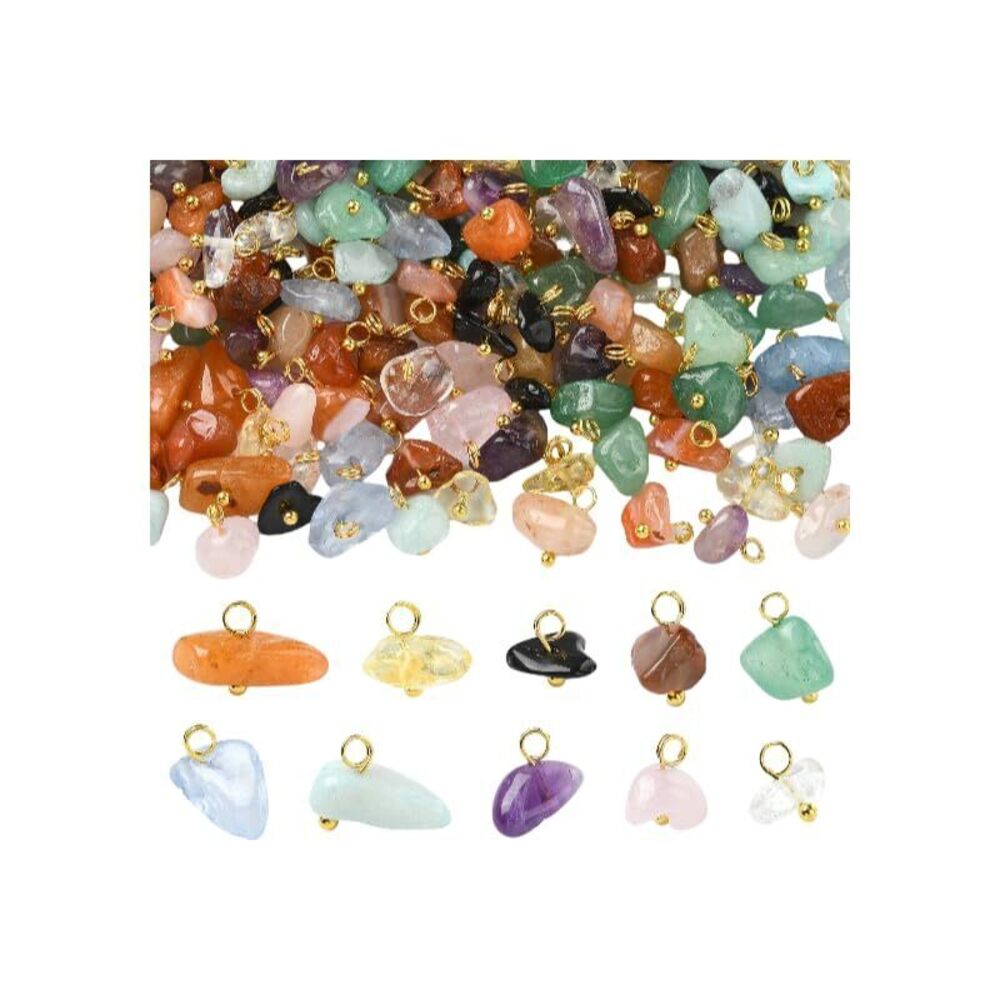 3778 100Pcs Gemstone Pendants Crystal Stone Dangle Chrams for Bracelet